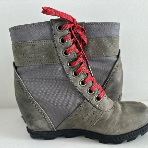 Sorel Lexie Boots Women's Size 8 Wedge Ankle Lace Up Boots Gray - Picture 6 of 8